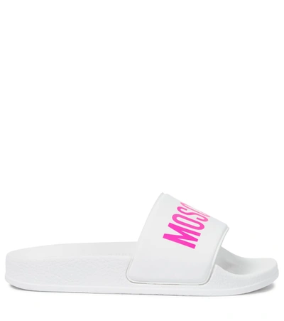 Shop Moschino Logo Slides In White