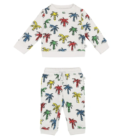 Shop Stella Mccartney Baby Palm-print Organic Cotton Sweatshirt And Shorts Set In Multicoloured