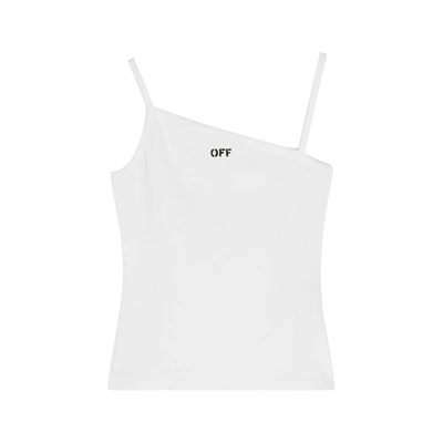 Shop Off-white White Asymmetric Stretch-jersey Top In White And Black