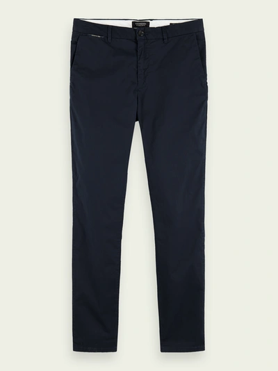 Shop Scotch & Soda Mott - Pima Cotton Chinos Super Slim Fit In Blue