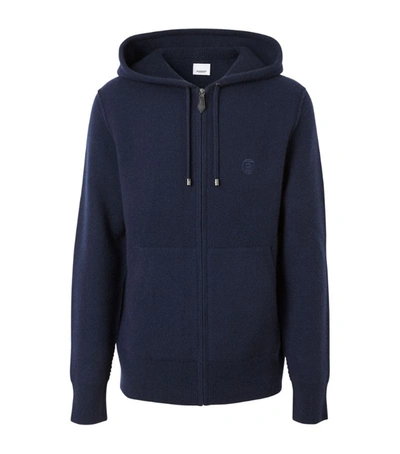 Shop Burberry Monogram Zip-up Hoodie In Blue