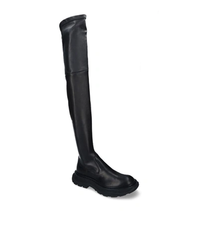 Shop Alexander Mcqueen Leather Tread Slick Thigh-high Boots