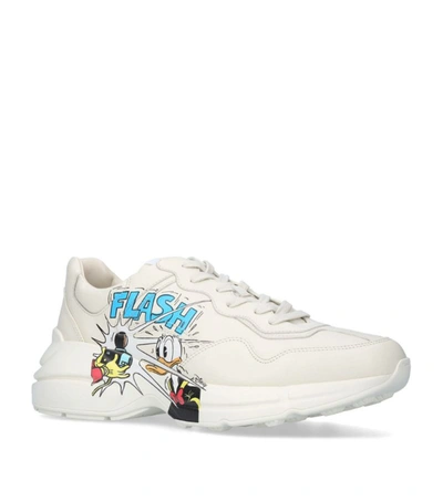 Shop Gucci + Disney Leather Donald Duck Rhyton Sneakers