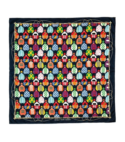 Shop Halcyon Days Racing Print Silk Scarf In Multi