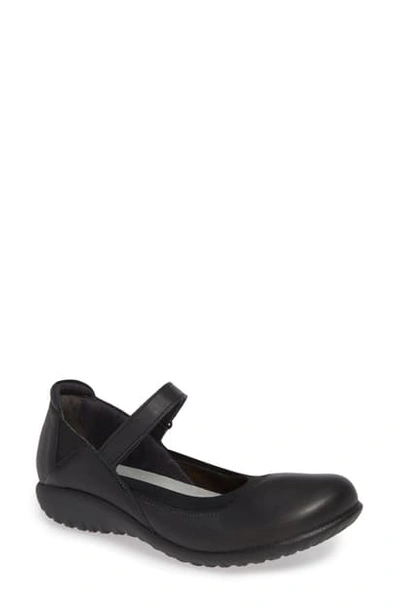 Naot Koati Mary Jane Flat In Jet Black Leather