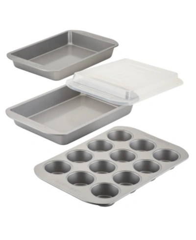 Shop Farberware Nonstick 4-pc. Bakeware 12-cup Muffin Pan And Cake Pan Set In Gray