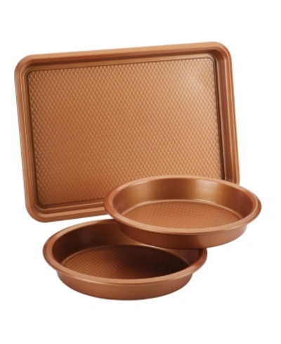 Shop Ayesha Curry Ayesha Collection Nonstick 3-pc. Bakeware Cake Pan And Cookie Pan Set In Copper