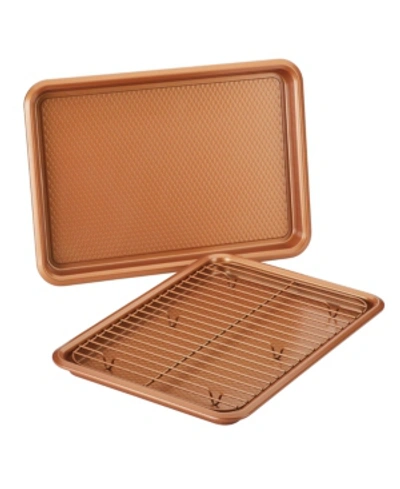 Shop Ayesha Curry Ayesha Bakeware Double Batch Cookie Pan And Cooling Rack Set, 3-pc. In Copper