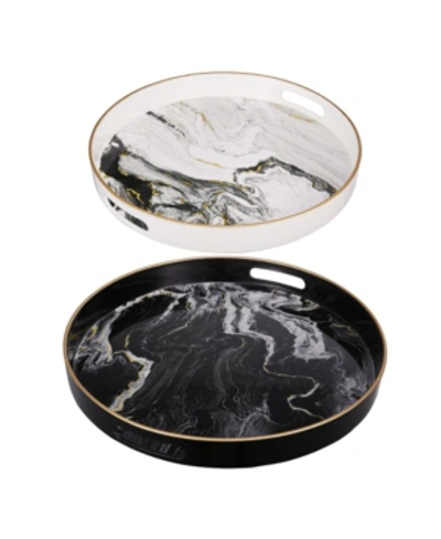 Shop Ab Home Quinn Round Trays, Set Of 2 In Black