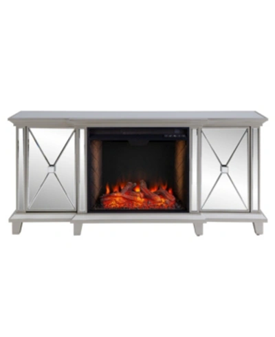 Shop Southern Enterprises Lita Mirrored Alexa-enabled Electric Fireplace In Silver