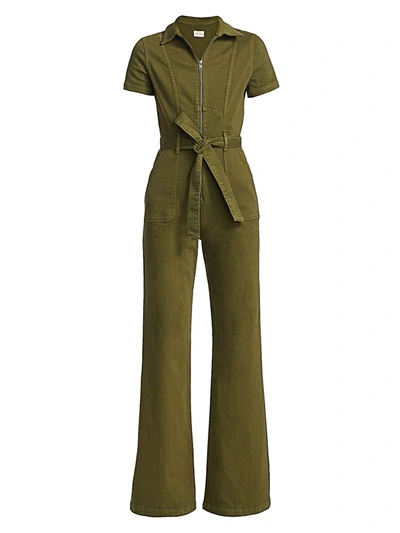 Shop Alice And Olivia Women's Gorgeous Wide-leg Denim Jumpsuit In Army