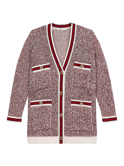 Shop Maje Women's Mapada Marled Cardigan In Red Ecru