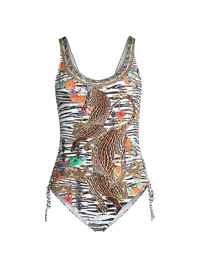 Shop Camilla Ruched One-piece Swimsuit In Cosmic Co