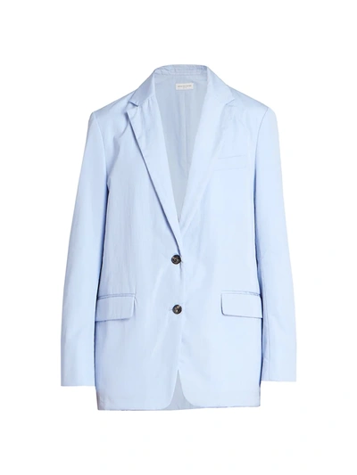 Shop Dries Van Noten Casual Loose-fit Lightly Padded Blazer In Light Blue