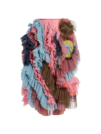 Shop Dries Van Noten Ruffle-embellished Sheer Skirt In Fuchsia