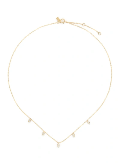 Shop Ef Collection Teardrop Diamond 14k Yellow Gold Choker Necklace In Metallic