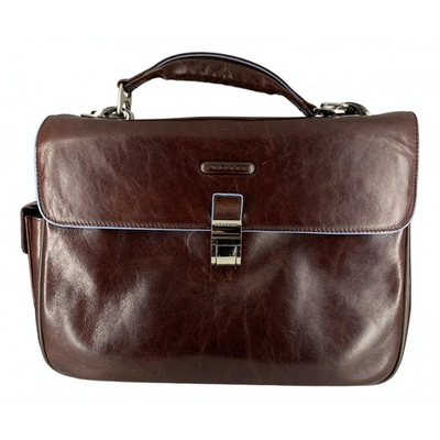 Pre-owned Piquadro Leather Satchel In Brown