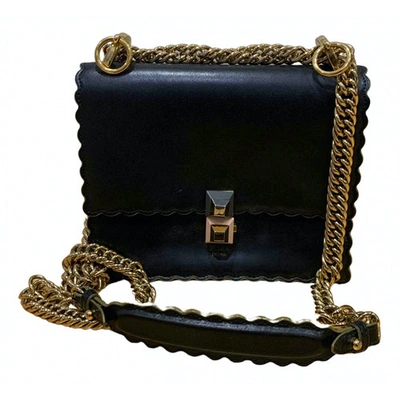 Pre-owned Fendi Kan I Leather Crossbody Bag In Black