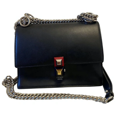 Pre-owned Fendi Kan I Leather Crossbody Bag In Black