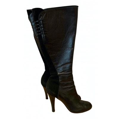 Pre-owned Gina Leather Boots In Black