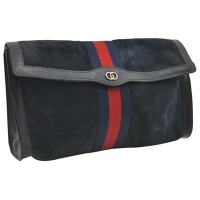 Pre-owned Gucci Navy Suede Clutch Bag