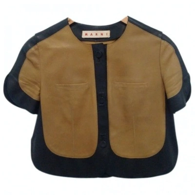 Pre-owned Marni Khaki Leather Leather Jacket