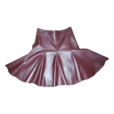 Pre-owned Dorothee Schumacher Leather Mid-length Skirt In Burgundy