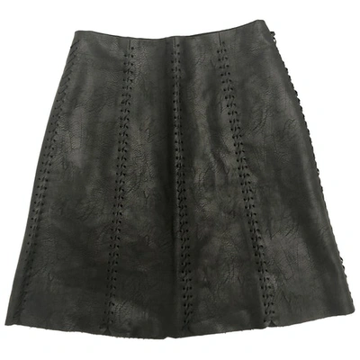 Pre-owned Club Monaco Vegan Leather Mid-length Skirt In Black