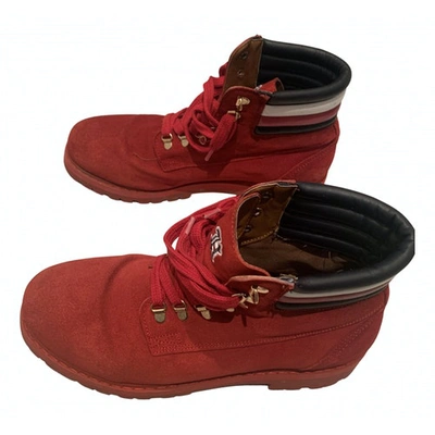 Pre-owned Tommy Hilfiger Red Suede Boots