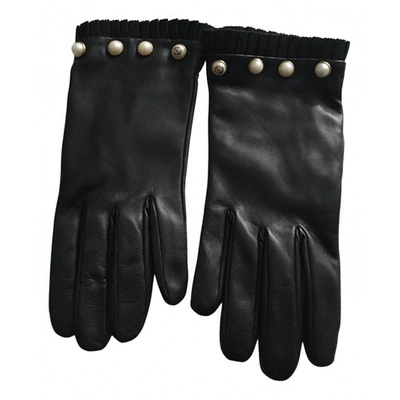 Pre-owned Gucci Black Leather Gloves