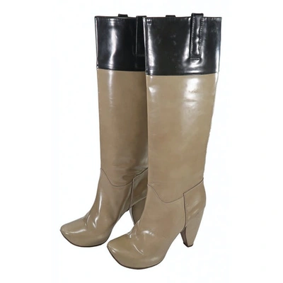 Pre-owned Marc Jacobs Leather Boots In Beige