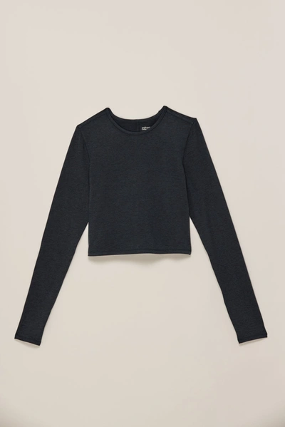 Shop Girlfriend Collective Midnight Reset Cropped Long Sleeve In Blue