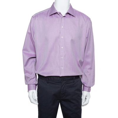 Pre-owned Giorgio Armani Purple Rope Striped Cotton Button Front Shirt 3xl