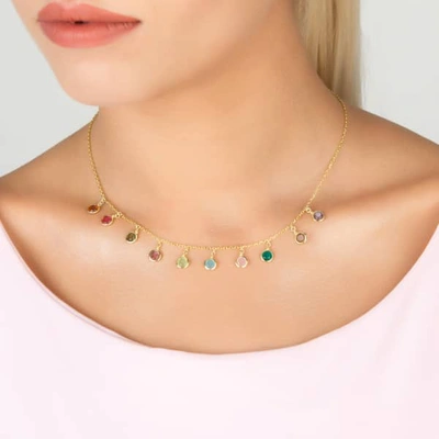 Latelita Florence Multi Coloured Gemstone Necklace Gold