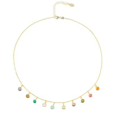 Latelita Florence Multi Coloured Gemstone Necklace Gold