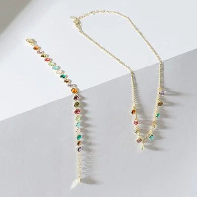 Latelita Florence Multi Coloured Gemstone Necklace Gold