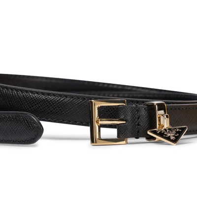 Prada Saffiano Leather Belt In Black