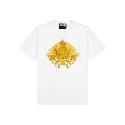 Shop Versace Jeans Couture White Printed Cotton T-shirt