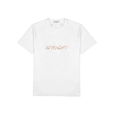 Shop Givenchy White Printed Cotton T-shirt