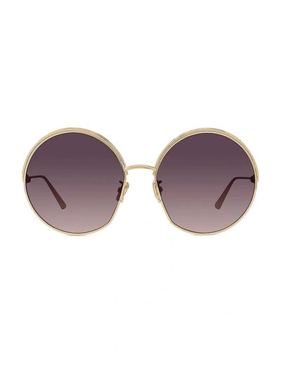 Shop Dior Ever 61mm Round Sunglasses In Shiny Gold
