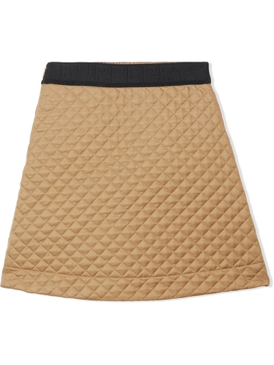 Shop Burberry Monogram Quilted A-line Skirt In Brown