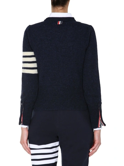 Shop Thom Browne Crew Neck Sweater In Blue