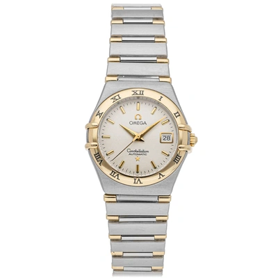 Pre-owned Omega Silver 18k Yellow Gold And Stainless Steel Constellation 1392.30.00 Women's Wristwatch 27.5 Mm