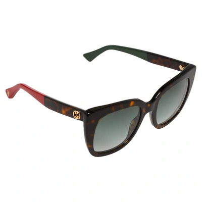 Pre-owned Gucci Havana With Red And Green/grey Gradient Gg0163s Square Sunglasses