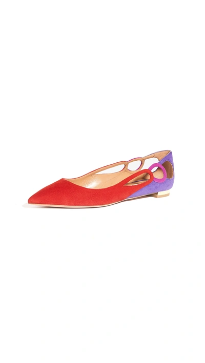 Shop Aquazzura Fenix Flats In Lipstick/exotic Orchid/purple