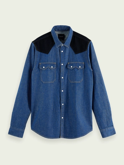 Shop Scotch & Soda Western-style Denim Shirt In Blue