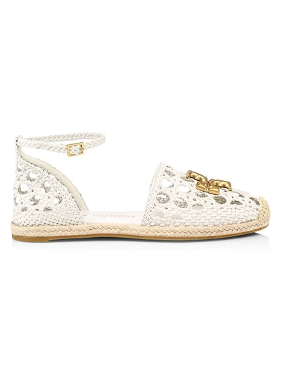Shop Tory Burch Women's Eleanor Woven Leather D'orsay Espadrille Sandals In New Ivory