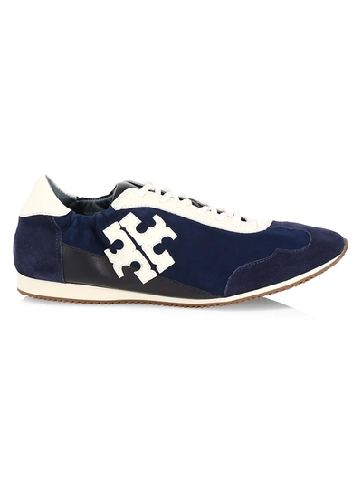 Shop Tory Burch Women's Tory Leather & Suede Sneakers In Perfect Navy