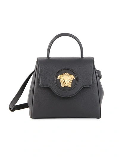 Shop Versace Women's La Medusa Mini Leather Top Handle Bag In Black Gold