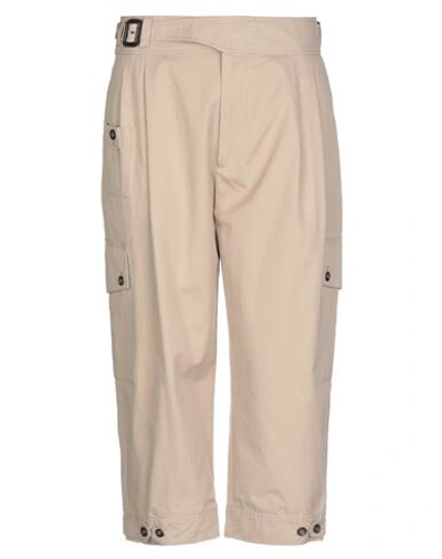Shop Dolce & Gabbana Man Cropped Pants Sand Size 38 Cotton, Lambskin, Zama, Polyester In Beige